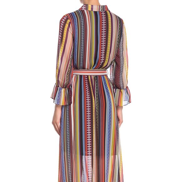 NWT ECI Geometric Striped Midi Shirt Dress - Picture 3 of 4